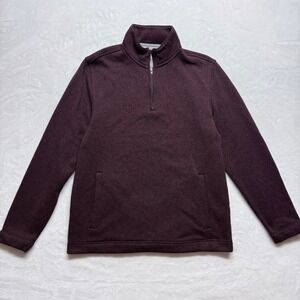 Van Heusen Mens Regular Fit Quarter Zip Pullover Sweater Burgundy Winter Size M
